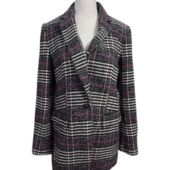 NEW Loft Plaid Long Modern Blazer Coat Jacket - Picture 2 of 13